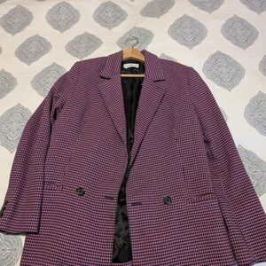 Mango Purple and Black Houndstooth Jacket